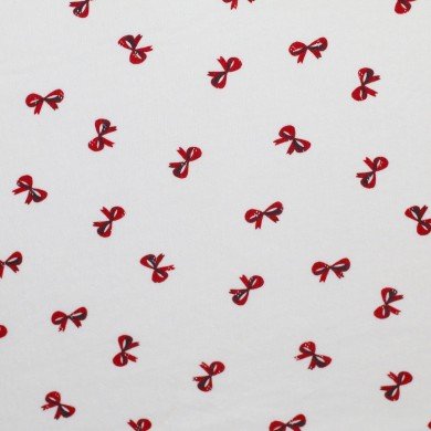 Pointelle Cotton Jersey Fabric (Mini) - Dark Red Bow Tie Pointelle Cotton Jersey Fabric (Mini) - Dark Red Bow Tie