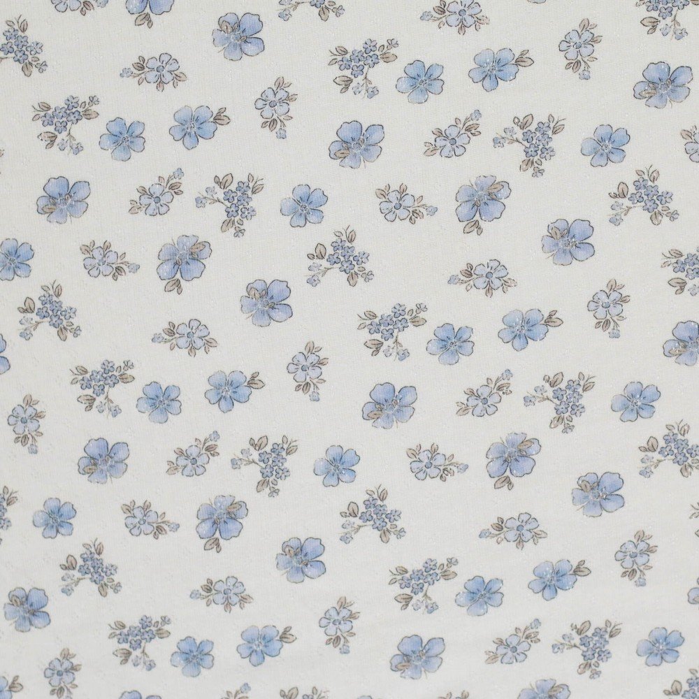 Pointoille Bomuldsjersey Stof (Mini) - Glem Mig Ikke Blomst