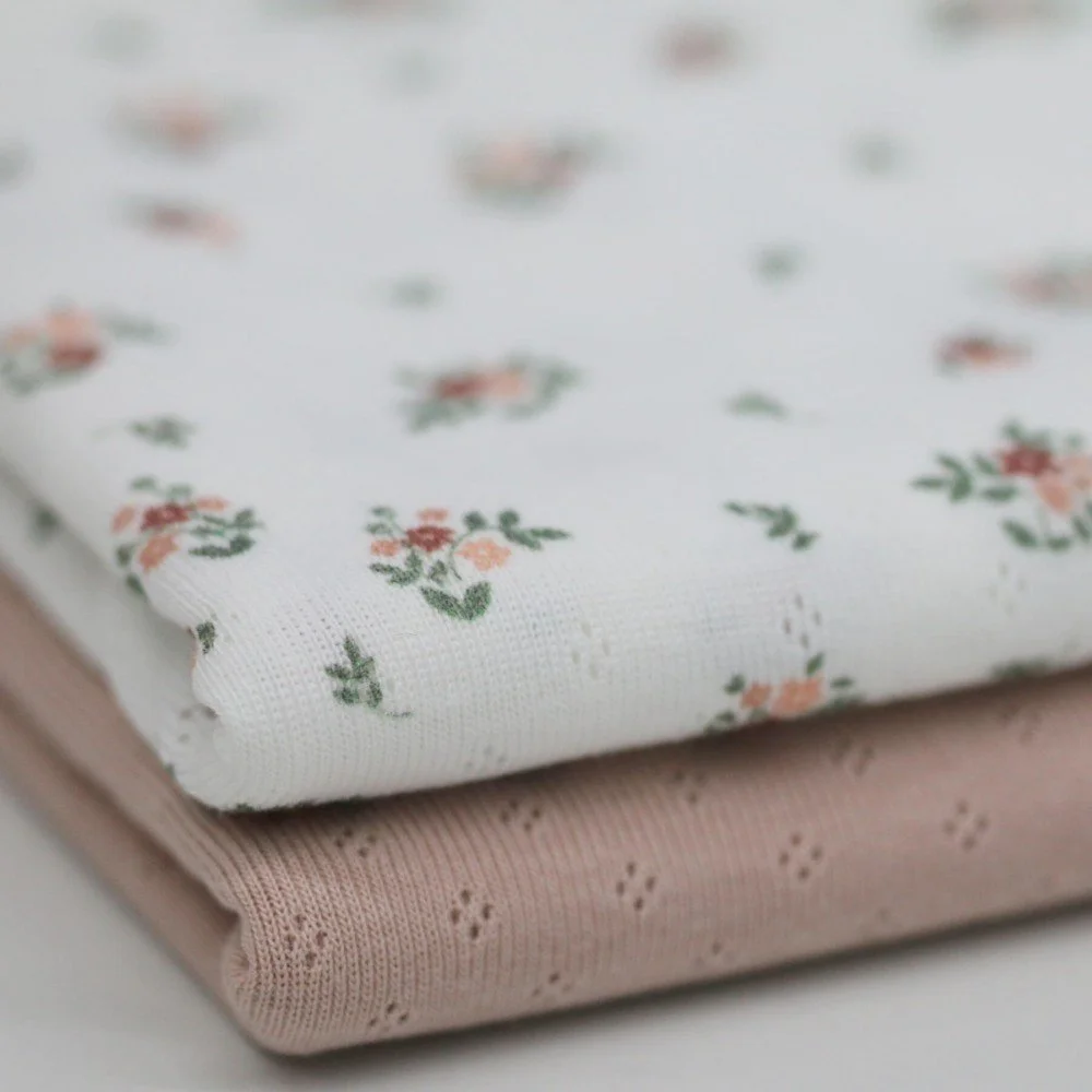 Pointelle Jersey Stof (Mini) - Kleine Bloem 
