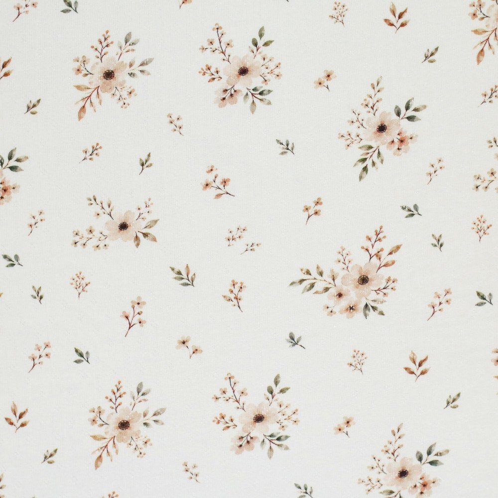 Pointoille Bomuldsjersey Stof (Mini) - Naturel Blomsterbuket