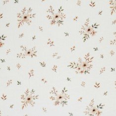 Pointelle Cotton Jersey Fabric (Mini) - Natural Flower Bouquet
