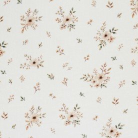 Pointelle Cotton Jersey Fabric (Mini) - Natural Flower Bouquet