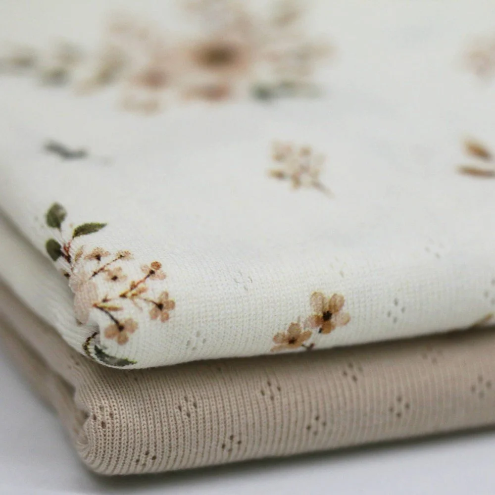 Pointelle Jersey Stof (Mini) - Naturel Bloemenboeket 