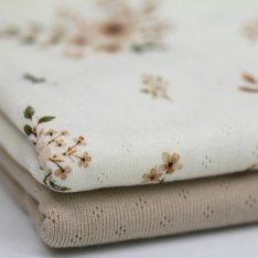 Pointelle Cotton Jersey Fabric (Mini) - Natural Flower Bouquet