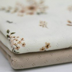 Tissu Jersey Pointoille (Mini) - Bouquet De Fleurs Naturel
