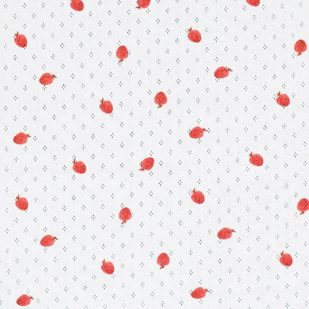 Pointelle Jersey Stof (Mini) - Aardbeien 