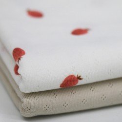 Tissu Jersey Pointoille (Mini) - Fraises