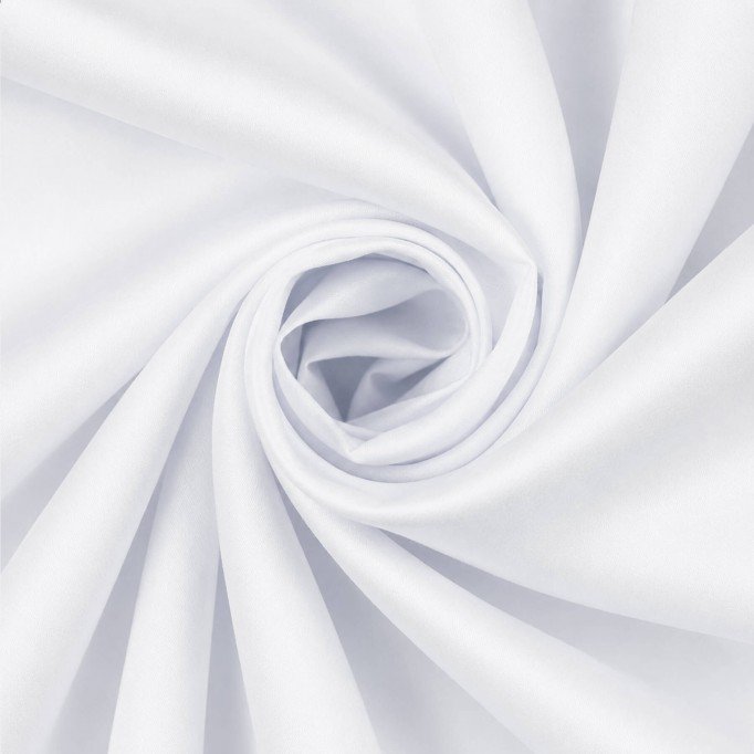 Tissu Popeline de Coton Satinée Blanc - (Tissus Deco)