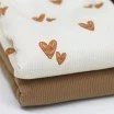 Rib Jersey Fabric Printed - Hand Drawn Heart Natural Cacao - (Jersey Fabrics)