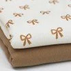 Rib Jersey Stof Bedrukt -  Mini Strikjes Naturel Cacao - (Jersey Stoffen)