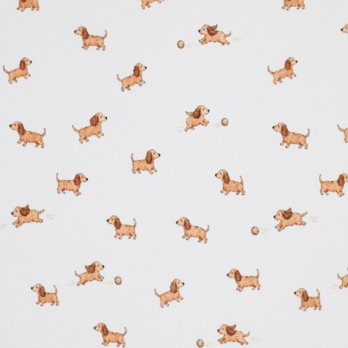Rippstrick Jersey Stoff - Hunde Spielen Rippstrick Jersey Stoff - Hunde Spielen - (Jersey Stoffe)