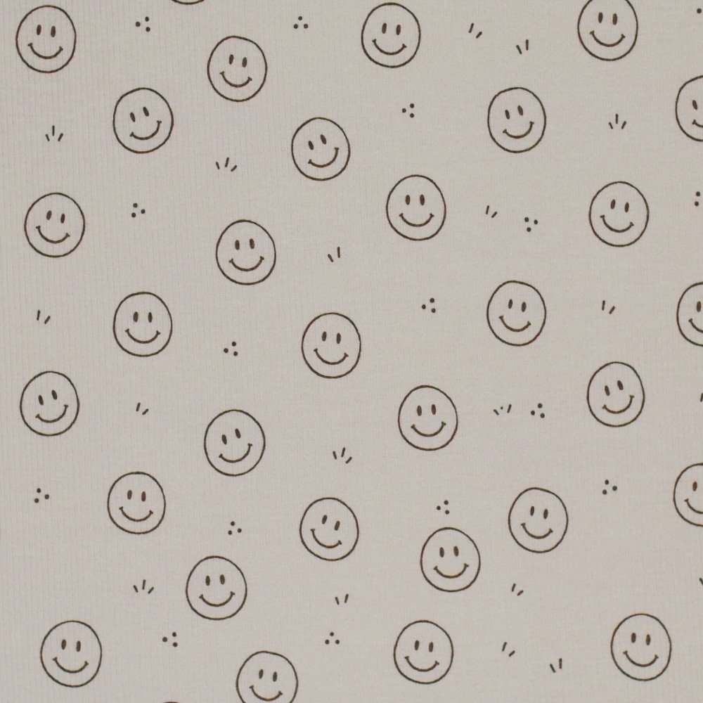 Rib Jersey Strikstof - Smiley Mørk Beige