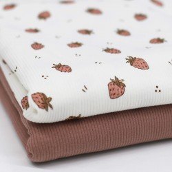 Rib Knit Jersey Fabric - Strawberries Clay Pink Rib Knit Jersey Fabric - Strawberries Clay Pink