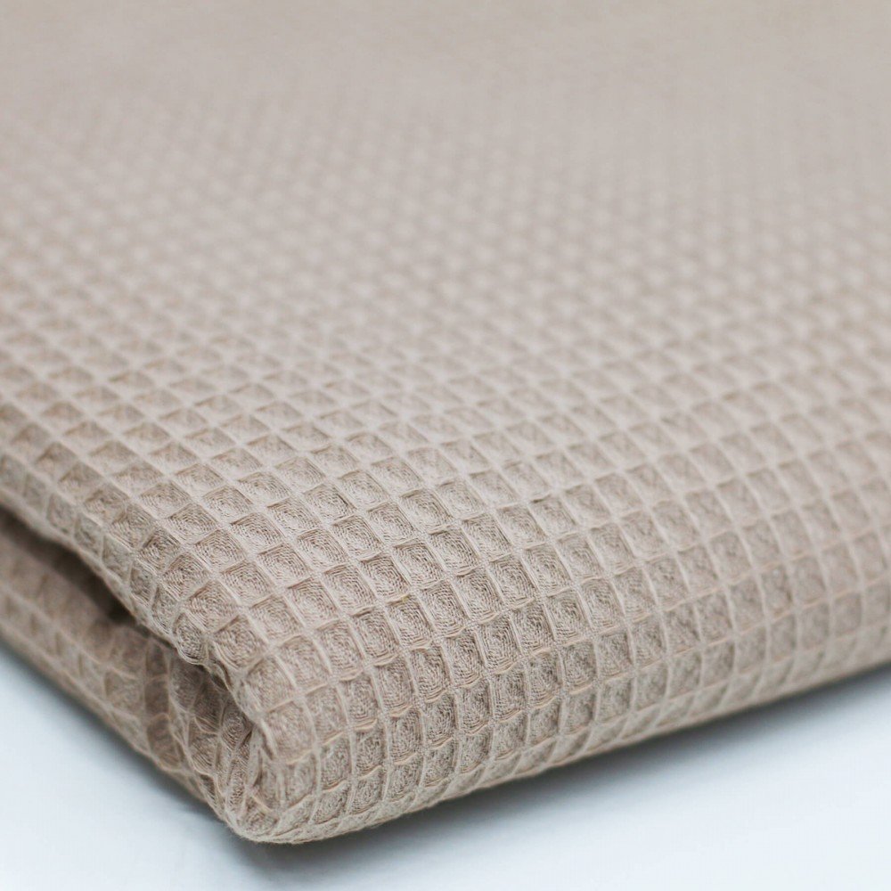 Waffle Pique Fabric 2 Meter Coupon Dark Beige