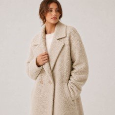 Boucle Stof Gekruld Licht Beige