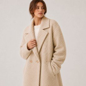 Boucle Stof Krøllet Sand Beige
