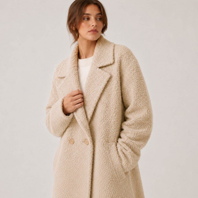 Boucle Fabric Curly Light Beige - (Boucle Fabric)