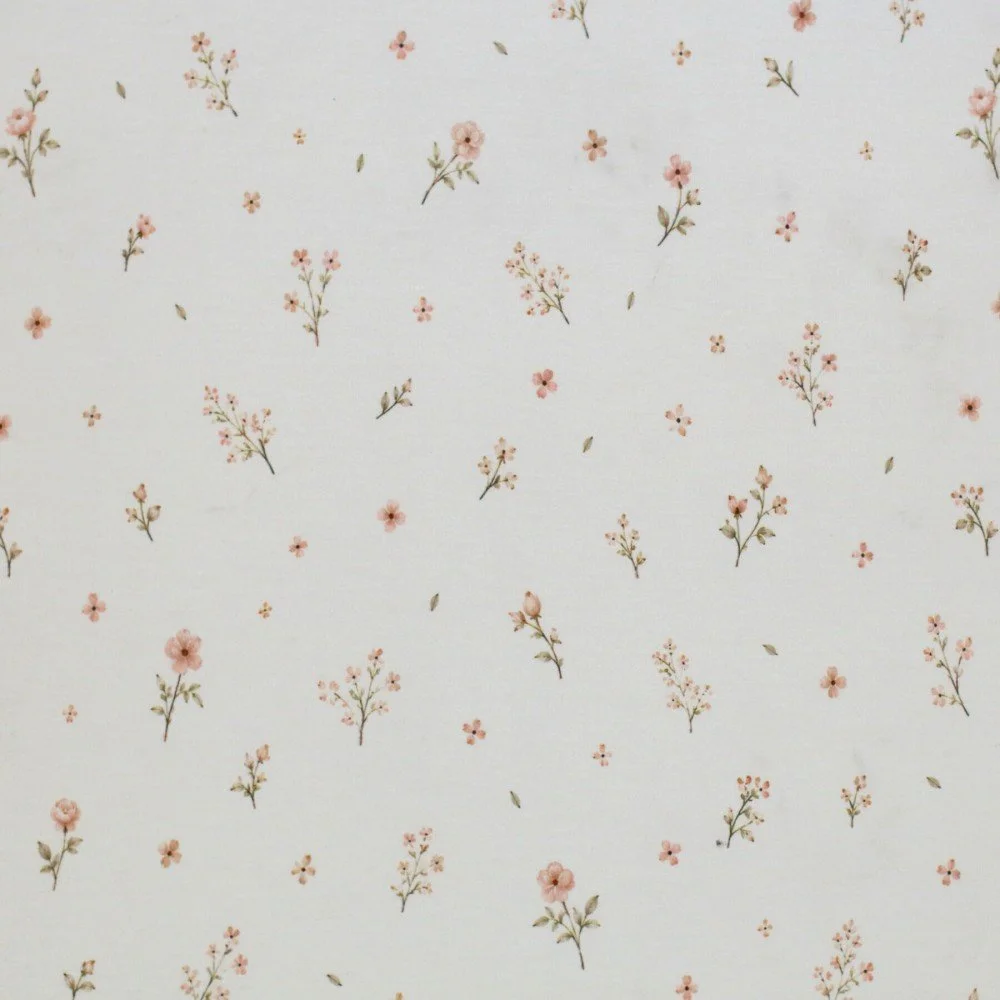 Jersey Coton Impression Numérique - Fleur Rose Tendre - (Jersey Coton Impression Numérique)