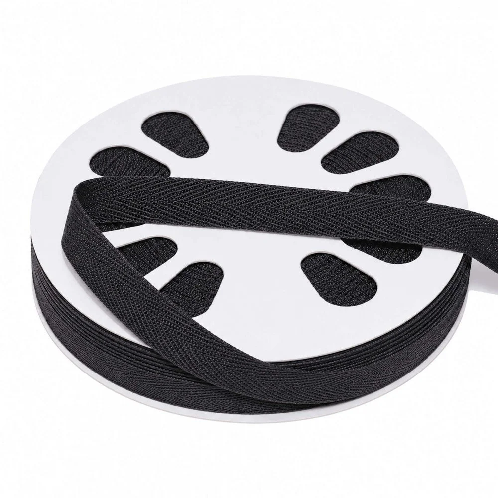 Cotton Twill Ribbon Black 15mm