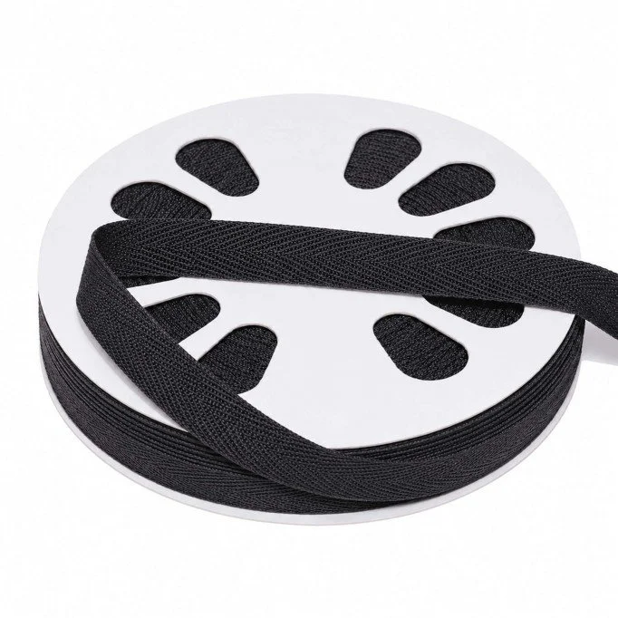 Köperband Baumwolle Schwarz 15mm  - (Bänder & Borten)