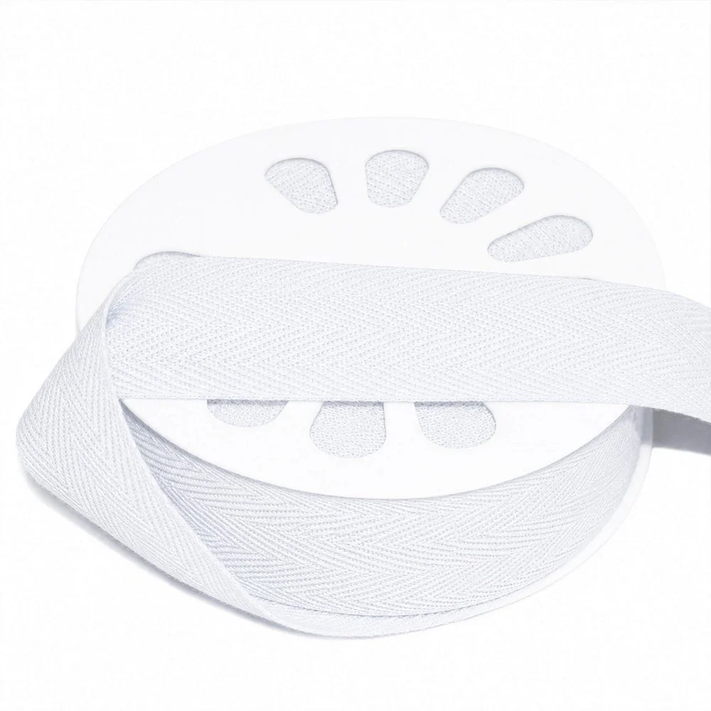 Cotton Twill Ribbon White 25mm