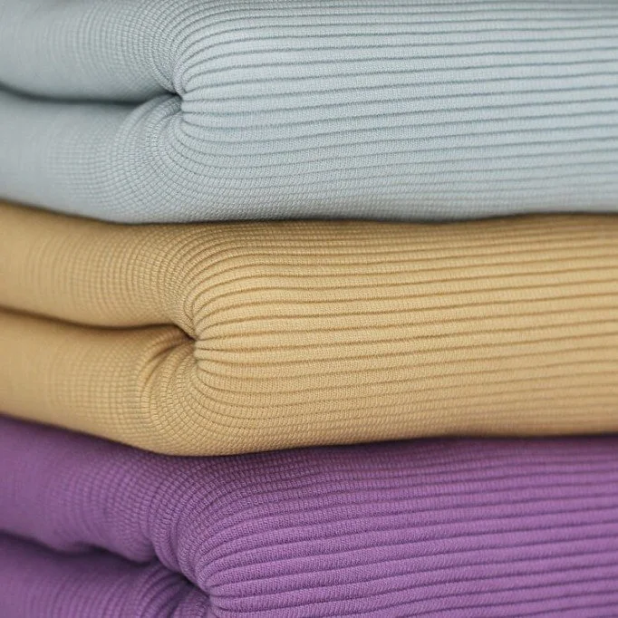 Ottoman Rib Jersey Stof Stål Blå Ottoman Rib Jerseystof Stål Blå - (Jerseystoffer)