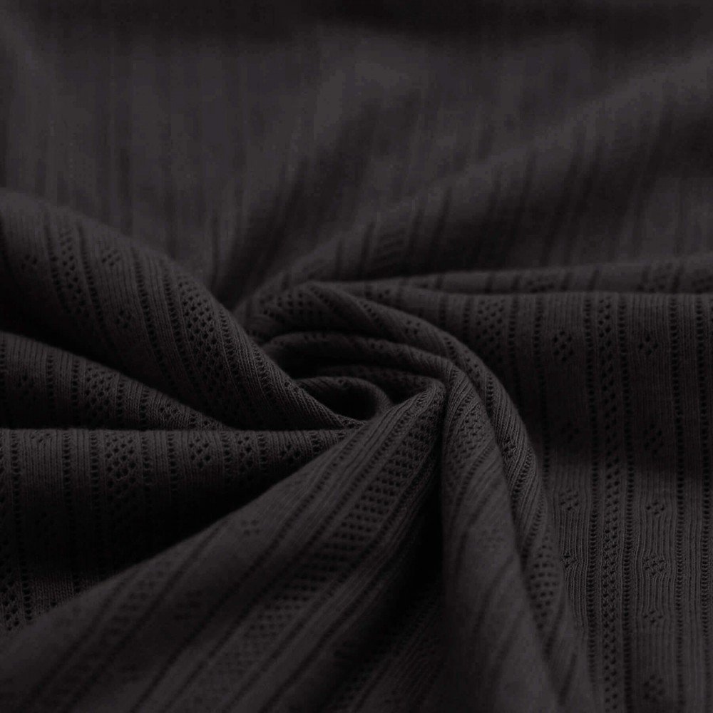 Pointoille Bomuldsjersey Stof (Striber) Sort