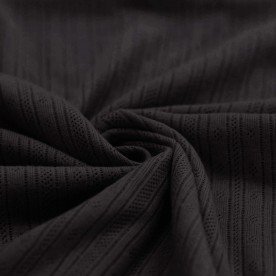 Dzianina Jersey Pointelle (Paski) Czarny Dzianina Jersey Pointelle (Paski) Czarny