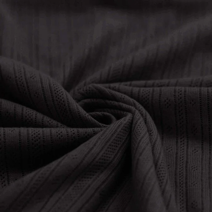 Pointelle Cotton Jersey Fabric (Stripes) in Black Pointelle Cotton Jersey Fabric (Stripes) Black - (Jersey Fabrics)