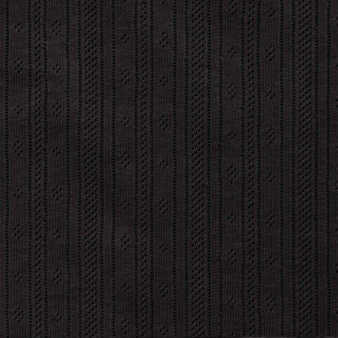 Tissu Jersey Pointelle Rayures Noir en Coton Tissu Jersey Pointoille (Rayures) Noir - (Tissus Jersey)