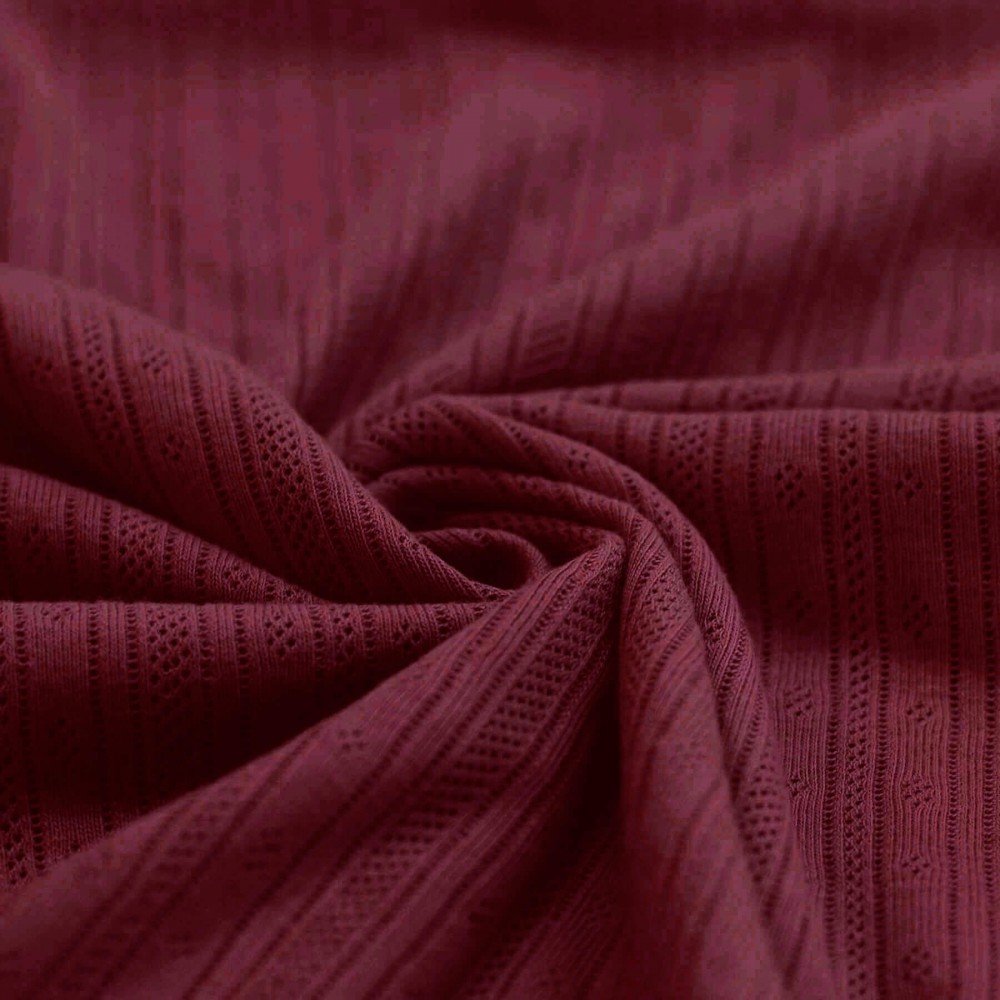 Pointoille Bomuldsjersey Stof (Striber) Bordeaux