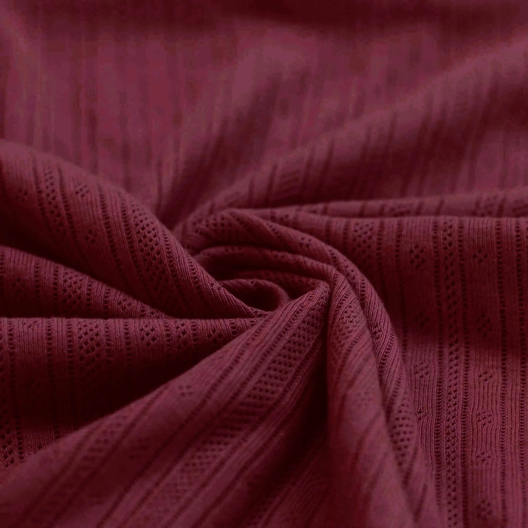 Pointelle Jersey Stof (Strepen) Bordeaux