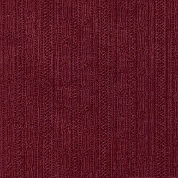 Dzianina Jersey Pointelle w Paski, Kolor Bordo, 100% Bawełna Dzianina Jersey Pointelle (Paski) Bordo Tkaniny Dżersejowe