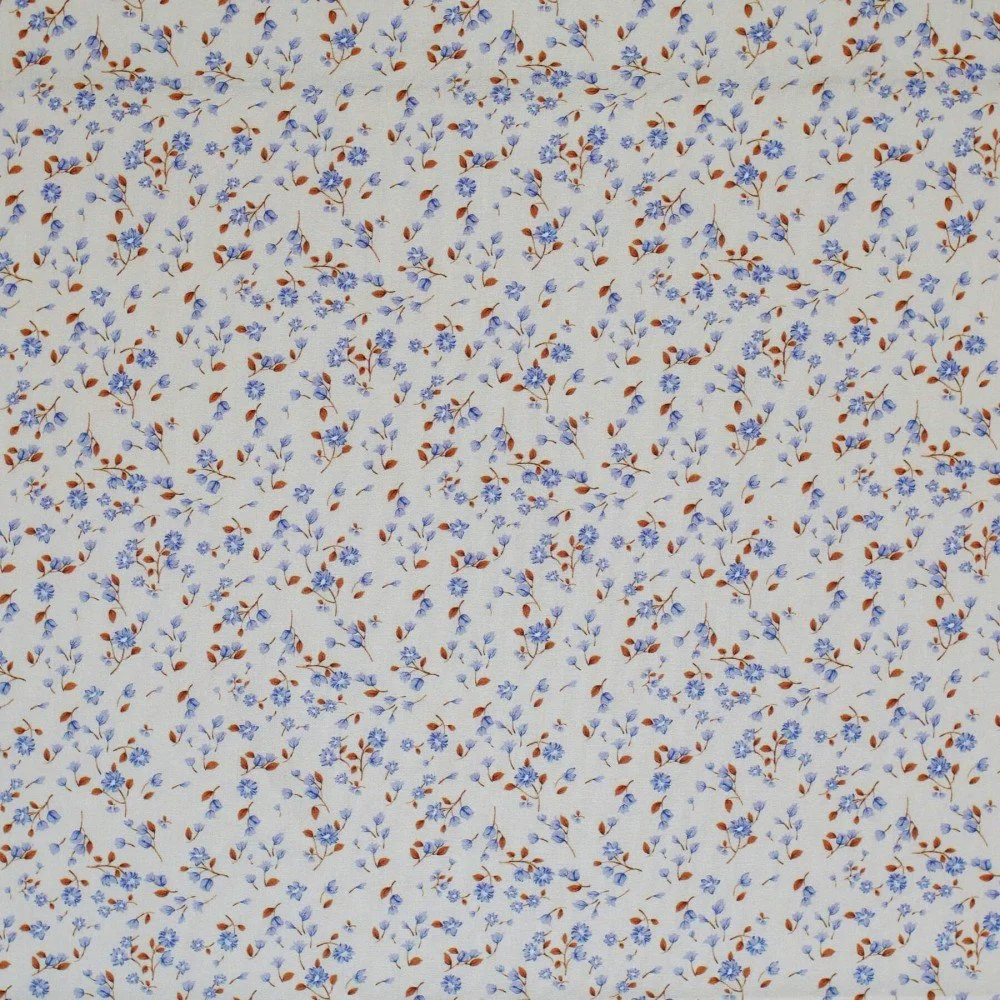 Cotton Poplin Digital Print - Blue Mini Flowers Cotton Poplin Digital Print - Blue Mini Flowers - (Cotton Poplin Printed)