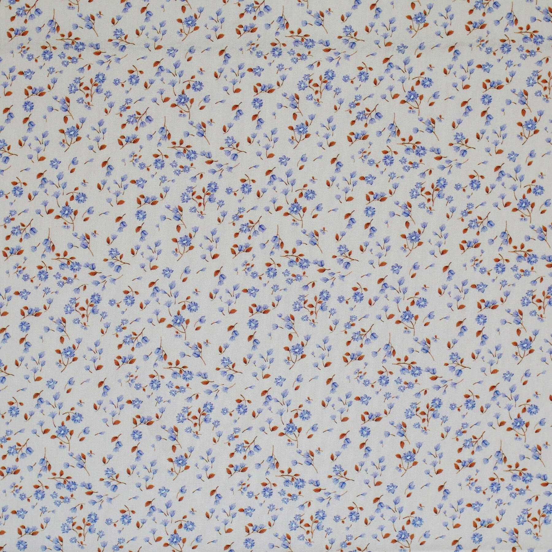 Poplin Katoen Digitale Print - Blauwe Minibloemen
