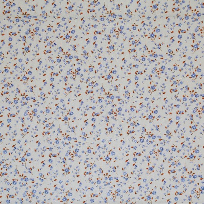 Baumwoll Popeline Digitaldruck - Blaue Miniblumen Baumwoll Popeline Digital - Blaue Miniblumen - (Baumwolle Poplin Gemustert)