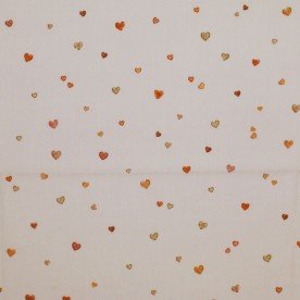 Popeline Di Cotone Stampa Digitale - Cuori Di Coriandoli Beige Popeline Di Cotone Stampa Digitale - Cuori Di Coriandoli Beige