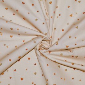 Popeline Di Cotone Stampa Digitale - Cuori Di Coriandoli Beige Popeline Di Cotone Stampa Digitale - Cuori Di Coriandoli Beige