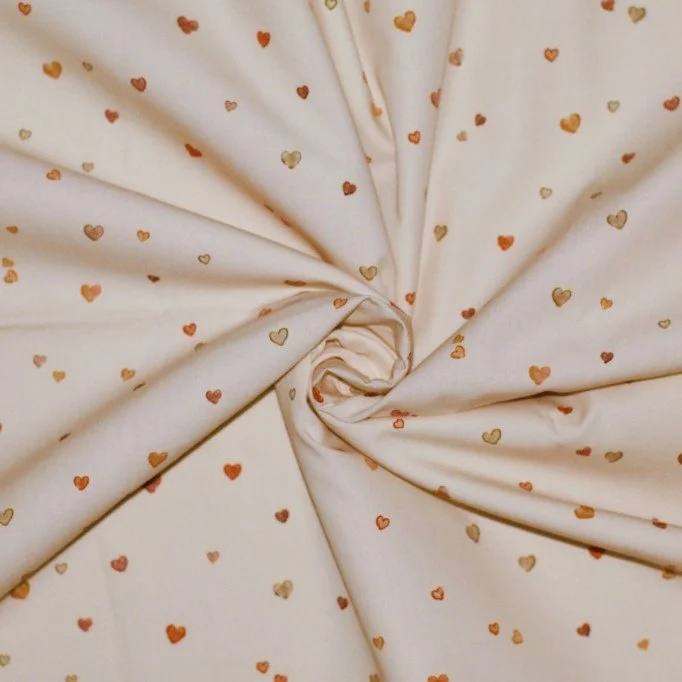 Cotton Poplin Digital Print - Confetti Hearts Beige - (Cotton Poplin Printed)