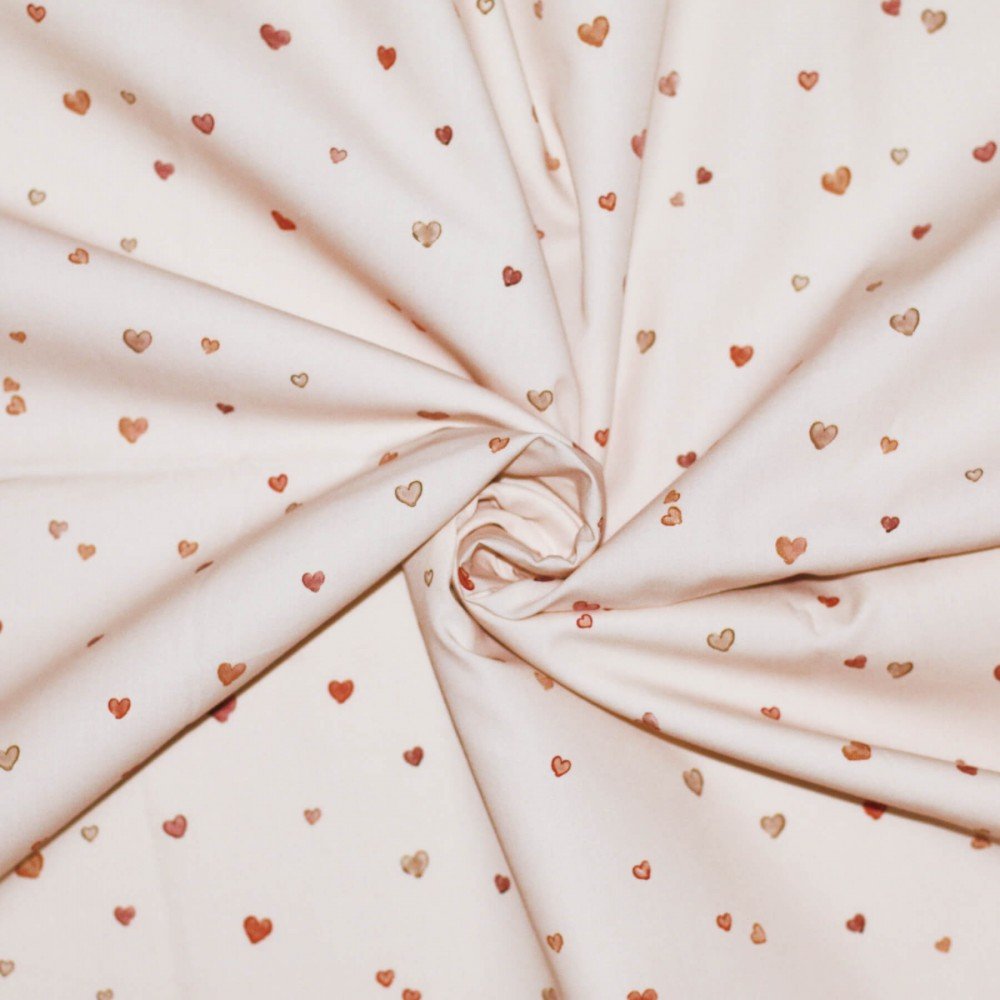 Cotton Poplin Digital Print - Confetti Hearts Beige Cotton Poplin Digital Print - Confetti Hearts Beige - (Cotton Poplin Printed)