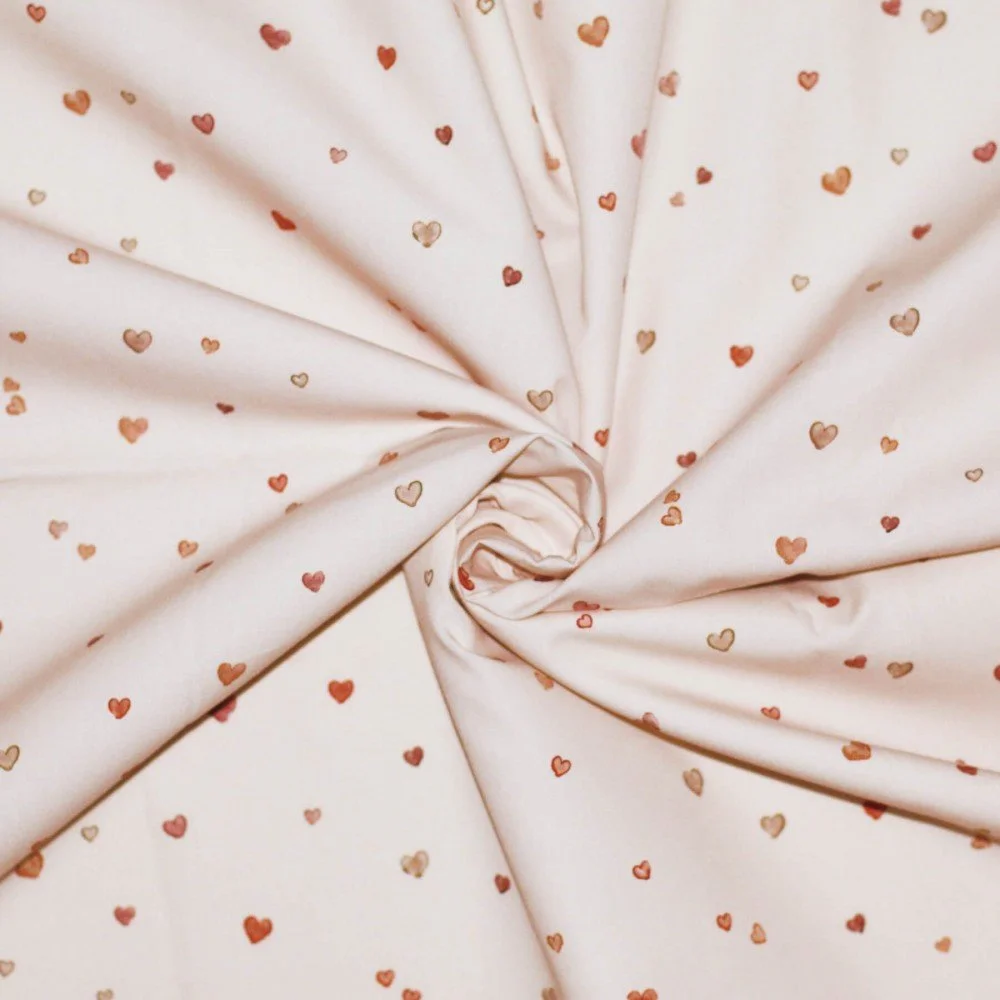 Cotton Poplin Digital Print - Confetti Hearts Beige Cotton Poplin Digital Print - Confetti Hearts Beige
