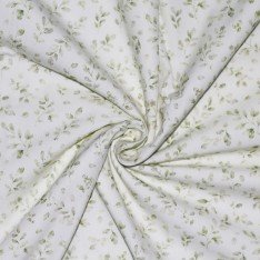 Poplin Katoen Digitale Print - Dusty Groen Bladeren