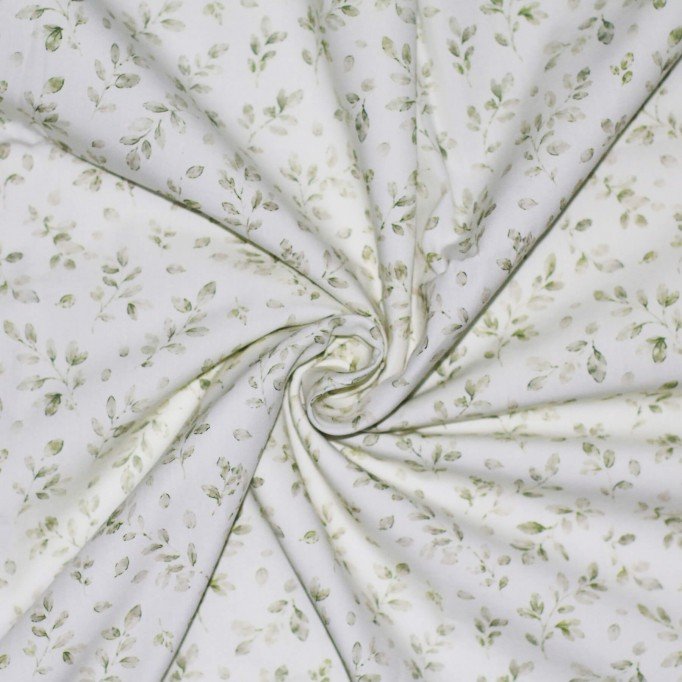 Cotton Poplin Digital Print - Dusty Green Leaves Cotton Poplin Digital Print - Dusty Green Leaves - (Cotton Poplin Printed)