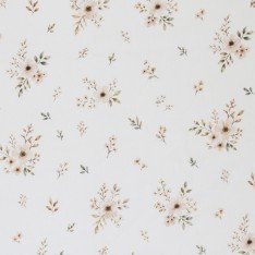 Bomuld Poplin Stof Digital Trykt - Naturel Blomsterbuket