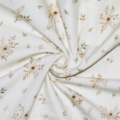 Bomuld Poplin Stof Digital Trykt - Naturel Blomsterbuket