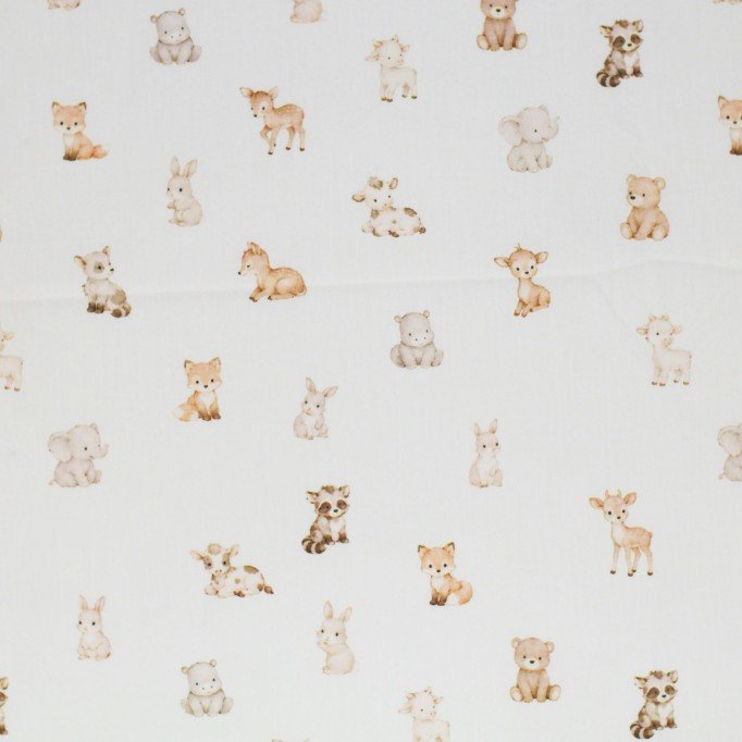 Poplin Katoen Digitale Print - Pasgeboren Dieren - (Katoenen Poplin Bedrukt )