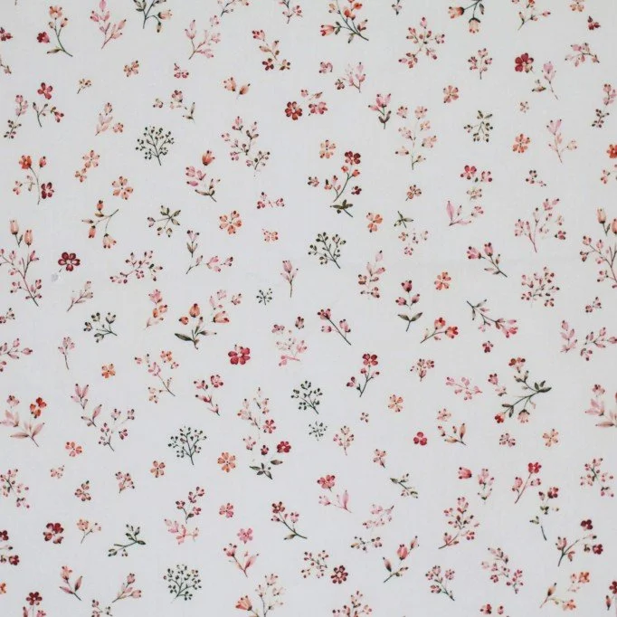 Popeline di Cotone Stampa Digitale - Fiori di Campo Rosa Popeline Di Cotone Stampa Digitale - Dolce Fiore - (Tessuto Di Cotone Stampato)