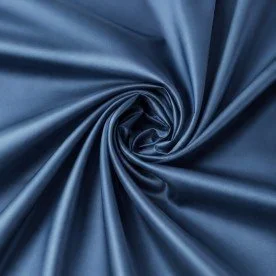 Tessuto Popeline di Cotone Raso Jeans Scuro Tessuto Popeline di Cotone Raso Jeans Scuro