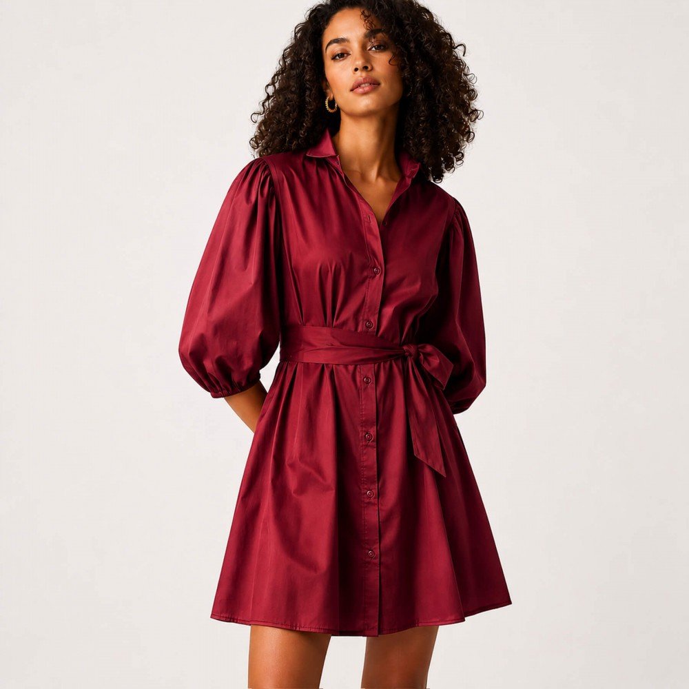 Poplin Satin Cotton Fabric in Dark Red Poplin Satin Cotton Fabric Dark Red - (Deco Fabrics)
