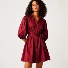 Bomuld Satin Poplin Stof Mørkerød